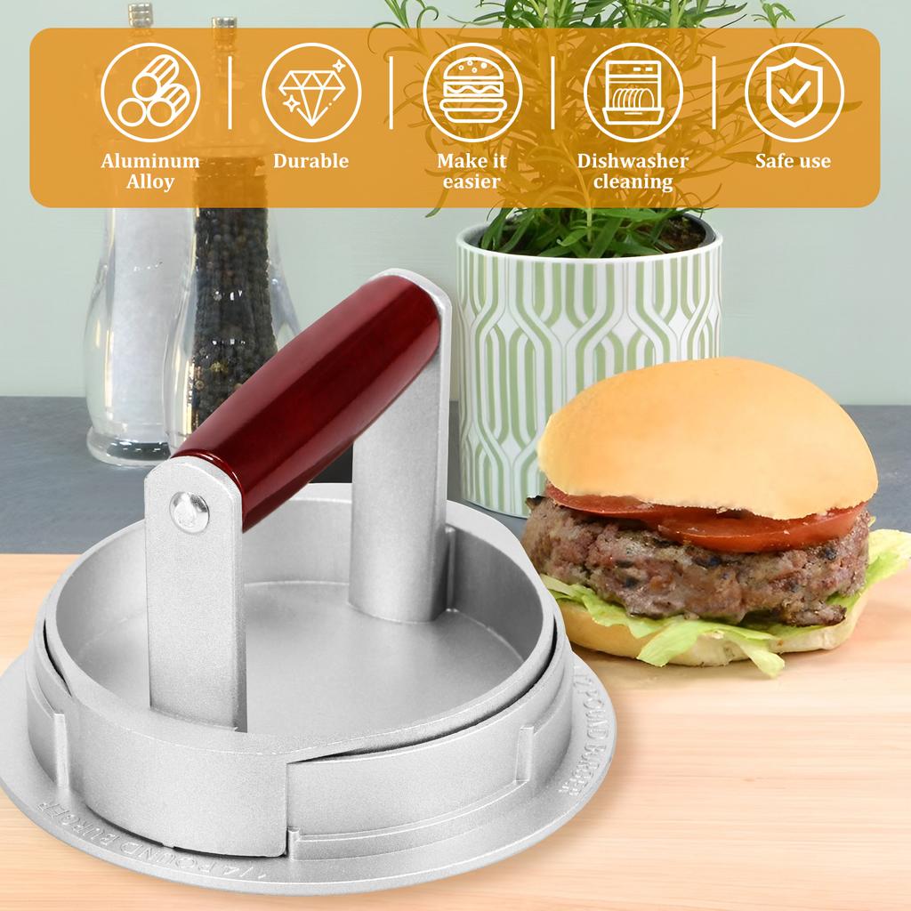 Stainless Steel Hamburger Press Patty Maker with 100 Silicone Oil Paper Adjustable Burger Press Nonstick Burger Patty Maker