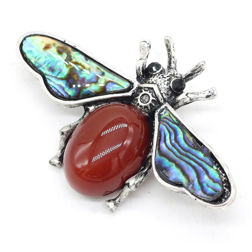 Classic Alloy Butterfly Brooch Pin With Faux Stone And Shell For Women Fashion Accessory
