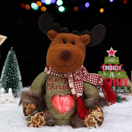 Christmas Gift Bag Santa Claus Deer Snowflake Shape Candy Bag Zipper Design Reusable Fabric Xmas Storage Bag
