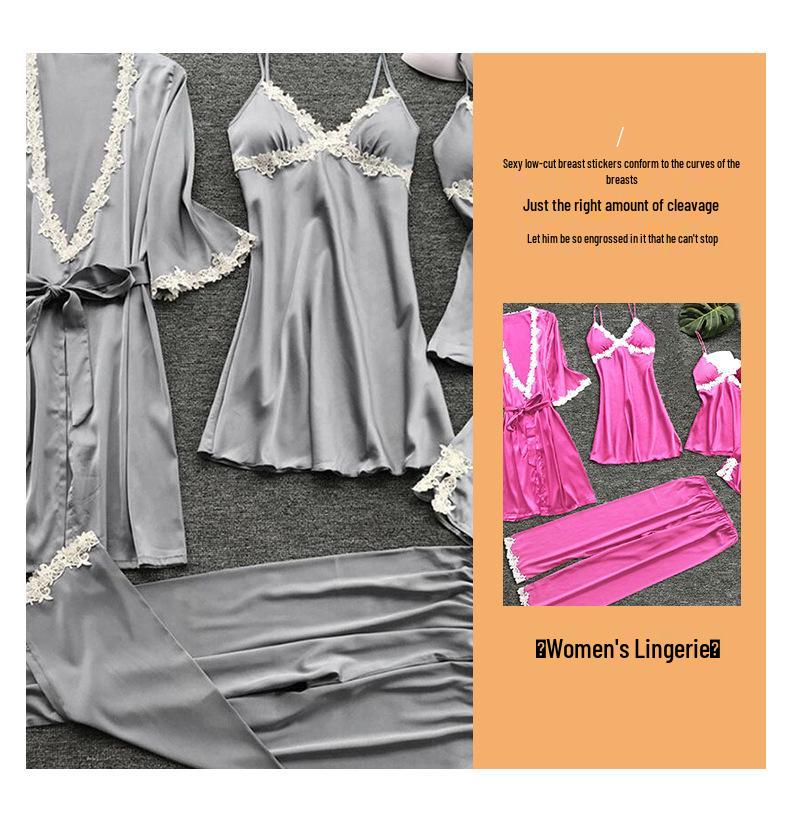 2019 Europäischer & Amerikanischer Damen Übergröße Sexy Pyjama Set: Sommer Braut Morgenmantel mit halben Ärmeln & Bademantel