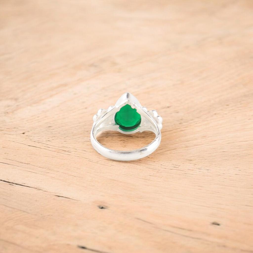 925 Sterling Silver Green Onyx Gemstone Jewelry Handmade Boho Ring Gift For Her RR-59-21