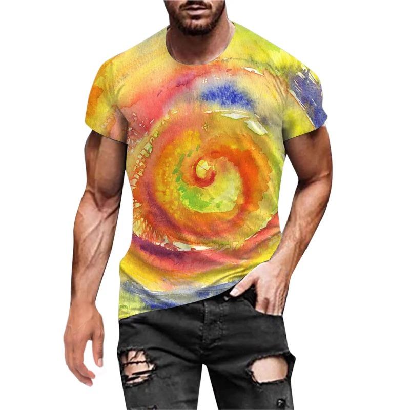 Summer Men's Gradient 3D Digital Printed Short Sleeved Personalized Trend Casual Sports Round Neck Short Sleeved T-Shirts Women’s