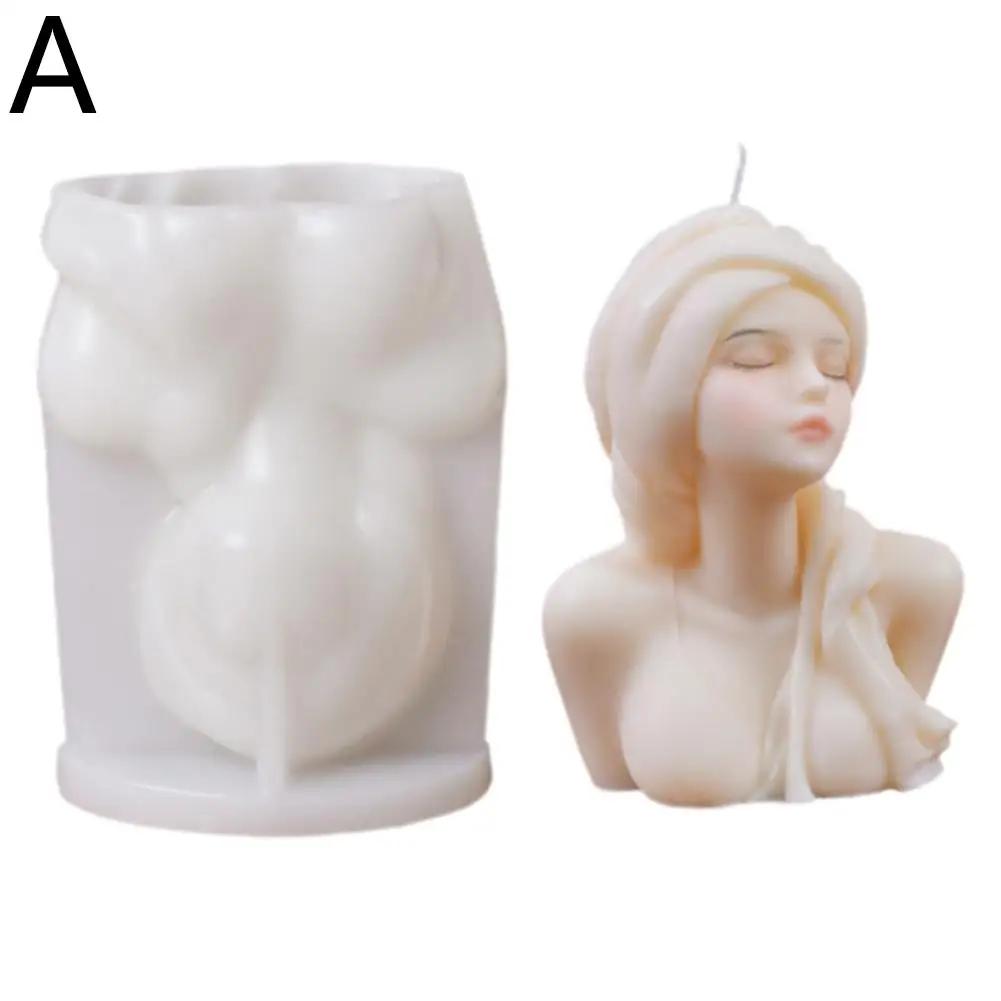 Princess Girl Aromatherapy Candle Silicone Mold Cute Molds Silicone Epoxy Resin Silicone Gypsum Texture Candle Girl Mould C F2D0