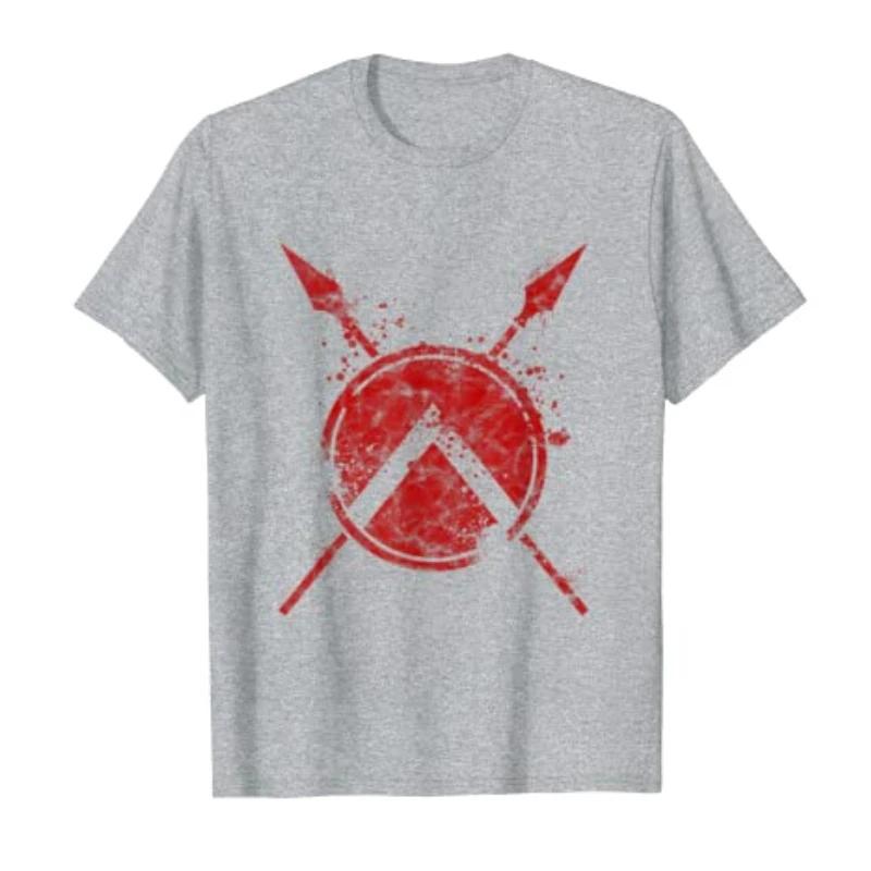 

Shield and Spear Sparta symbol TShirt New 100 Cotton Short Sleeve ONeck Tshirt Casual Mens Top S