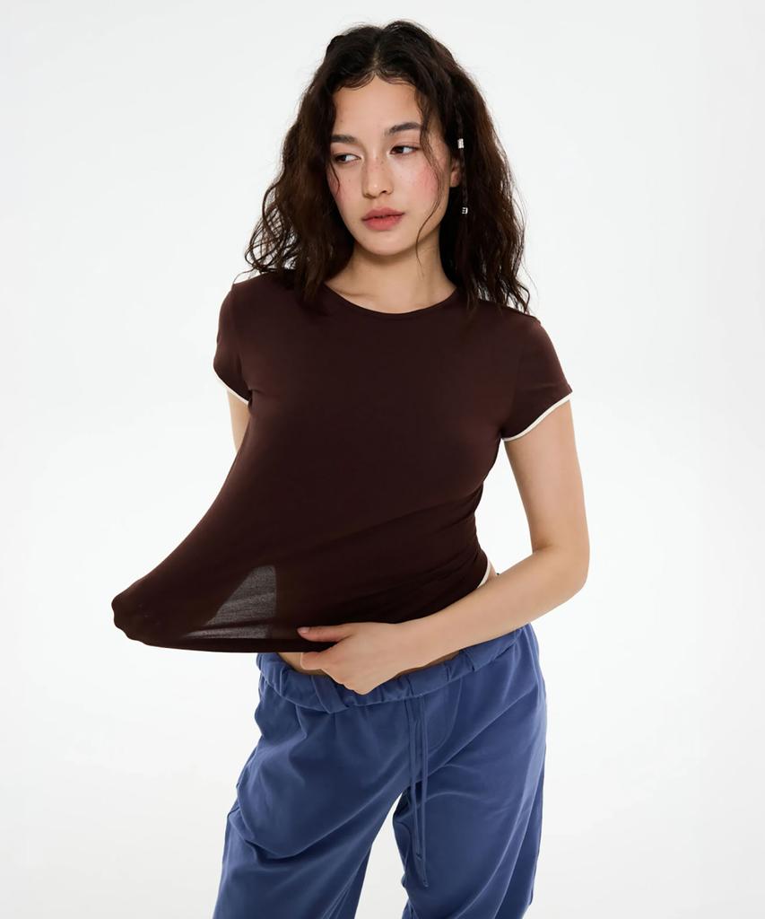 Jinokio (W)All Day Slim Fit Layered Top (Brown)