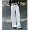 Giovanni Valentino Women's White High-Waist Straight Wide Leg Jeans