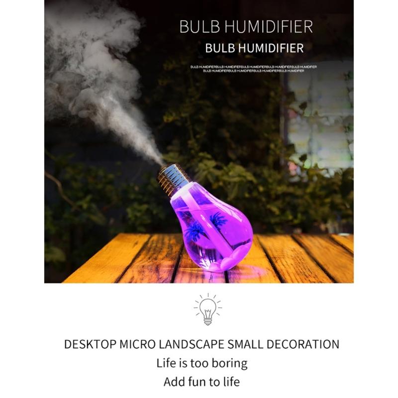 Fashion Light Bulb Shape Humidifier with Soothing Night Light USB Portable Technology Plastic Texture for Bedroom Decors