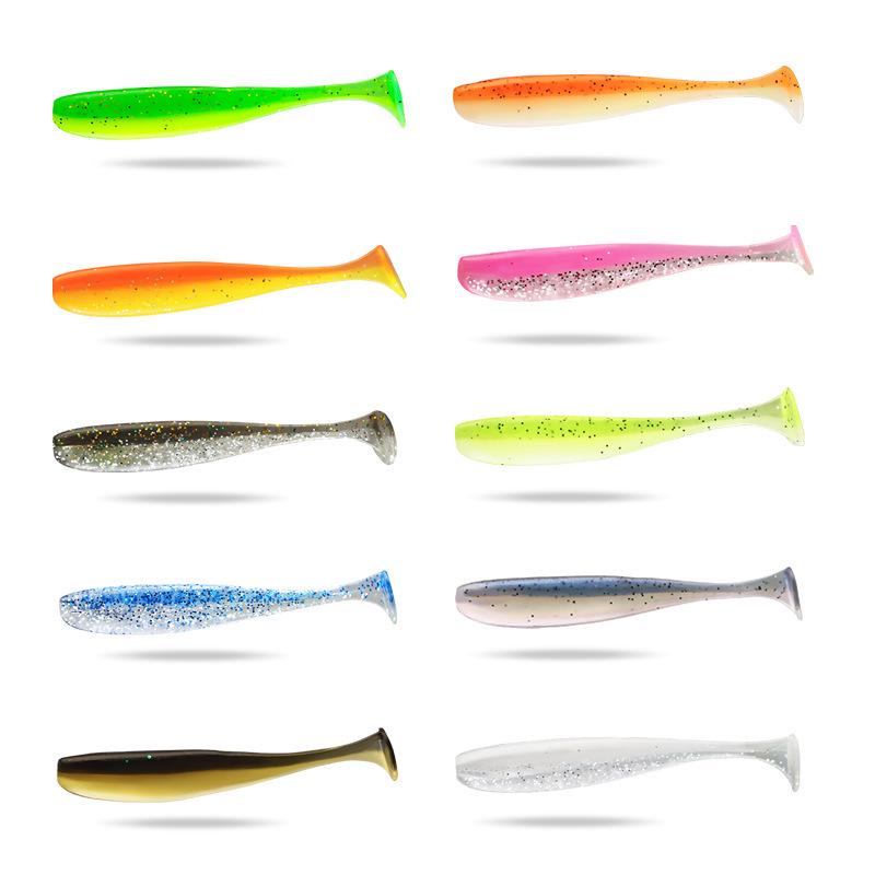 T-Tail Soft Fishing Lure: 5.5cm, 6.3cm, 7cm for Mandarin Fish, Bass, Perch - Texas Rig Compatible
