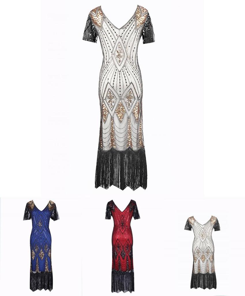 Elegant Womens Sequins Beaded Sleeveless Cocktail Dress For Timeless Evening Glamour