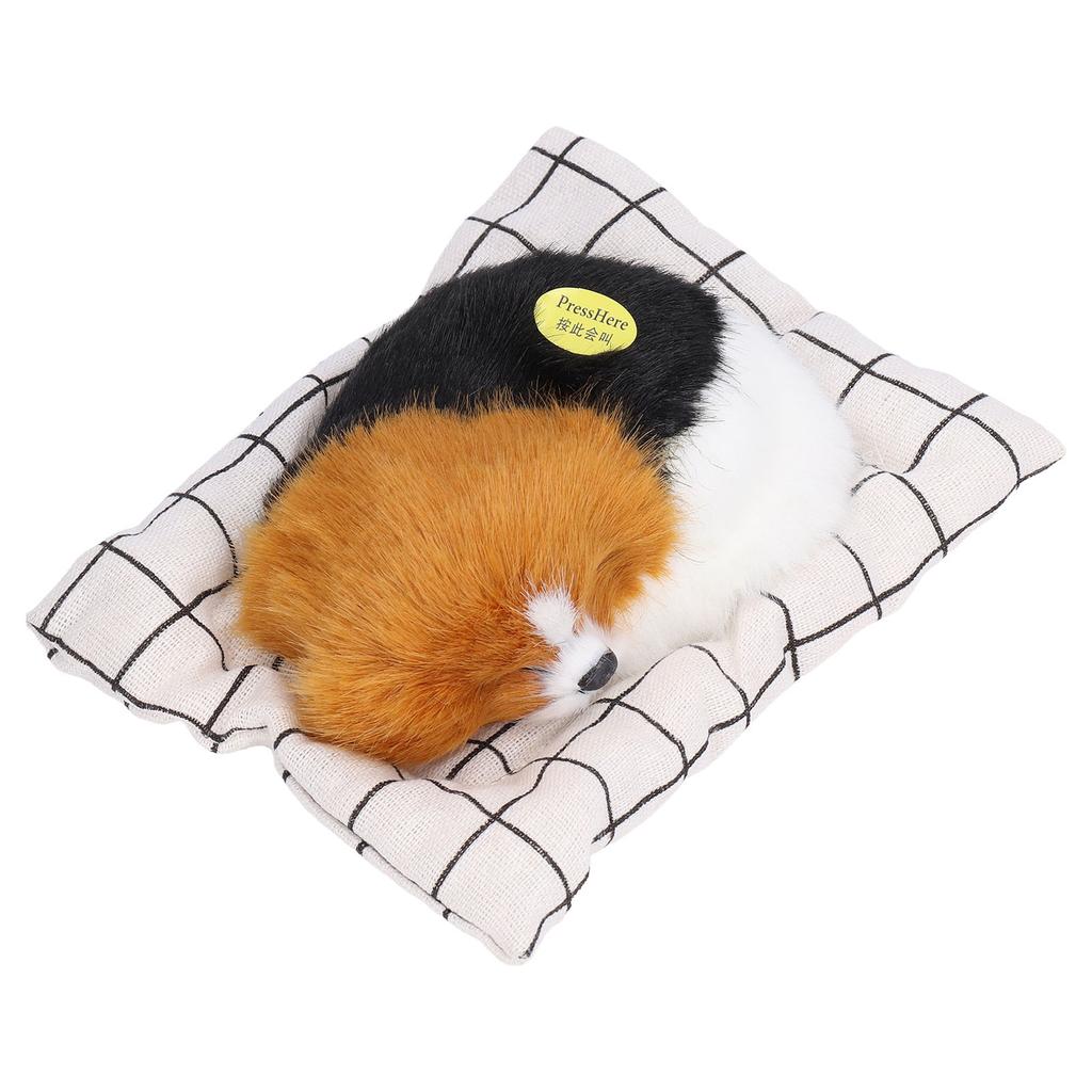 Make Sound Sleeping Dog Toy with Cloth Cushion Simulation Plush Dog Toy Small Dog Doll