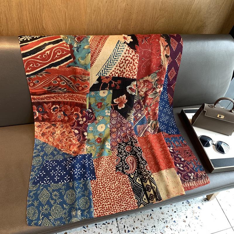 Spring Famous Style Thin Headscarf French Retro Large Square Scarf Women'S Spring And Autumn Versatile Design Scarf Large Shawl Silk Scarf