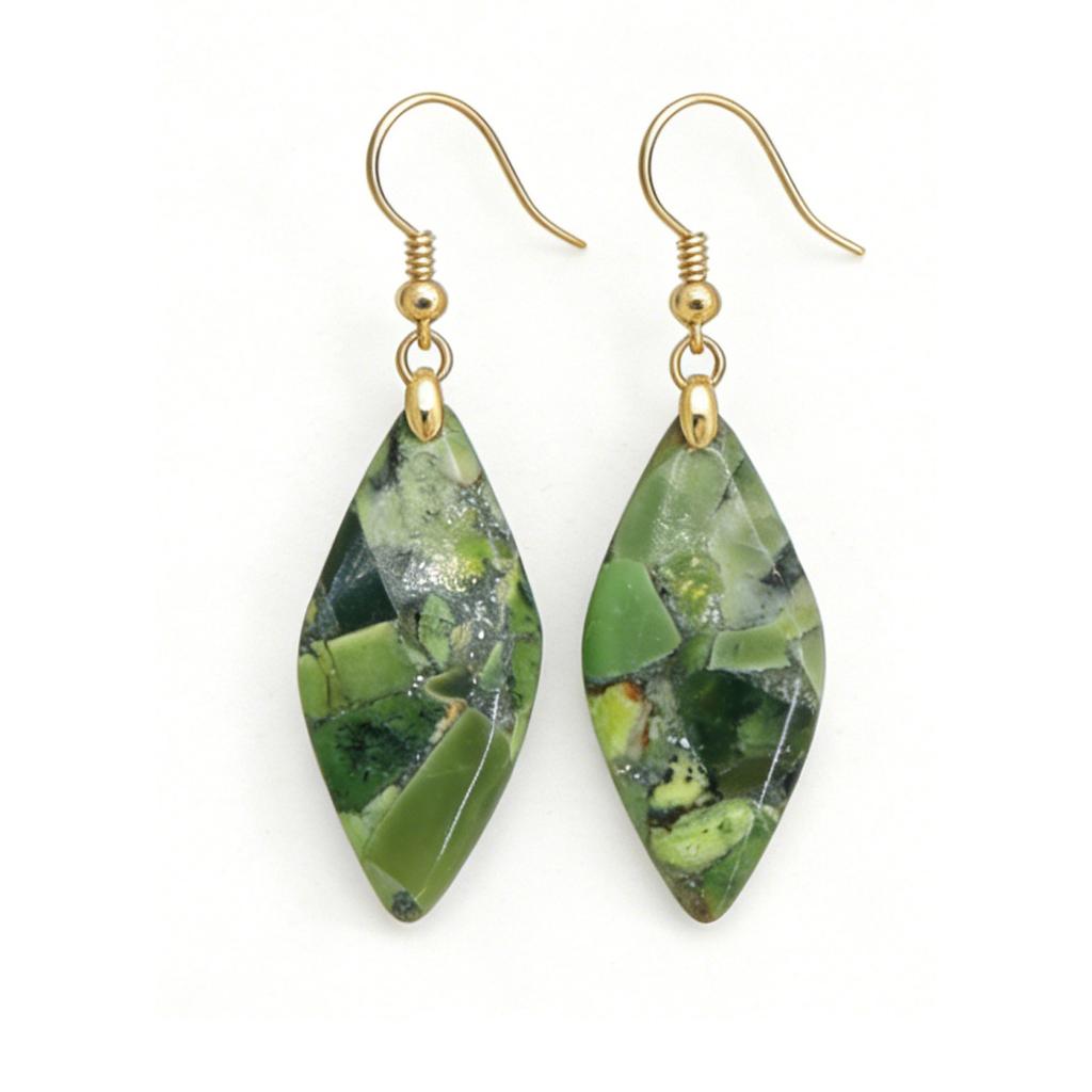 Exclusive Natural Stone Plated 18K Real Gold Chain Pendant Necklace Earrings Jewelry