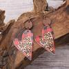 Women Bohemian Holiday Style Sequins Love Heart Pu Leather Ear Drop Earring