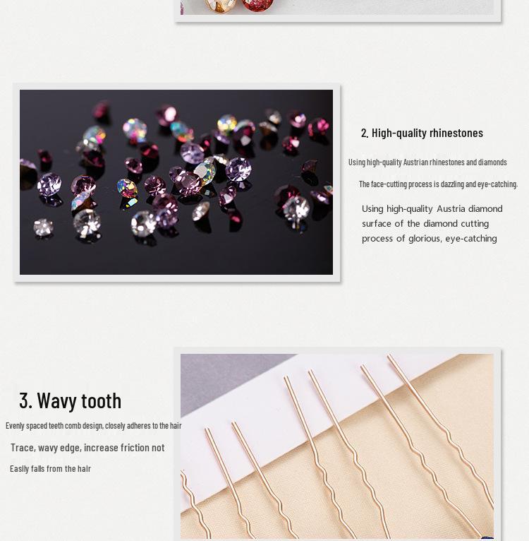 Korean U-Shaped Rhinestone Hairpin for Hanfu Hair Buns