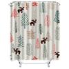 TU Christmas Forest Shower Curtain Woodland Trees Holiday Backdrop Nature Bathroom Decor Festive Deer Pattern Washable Fabric