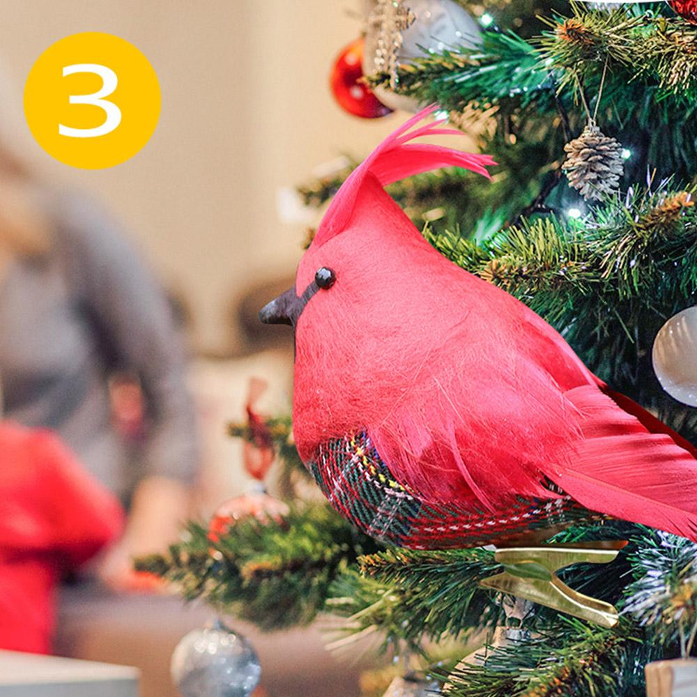 2Pcs Cardinal Clip On Christmas Tree Ornaments Artificial Red Birds Ornament for DIY Christmas Tree