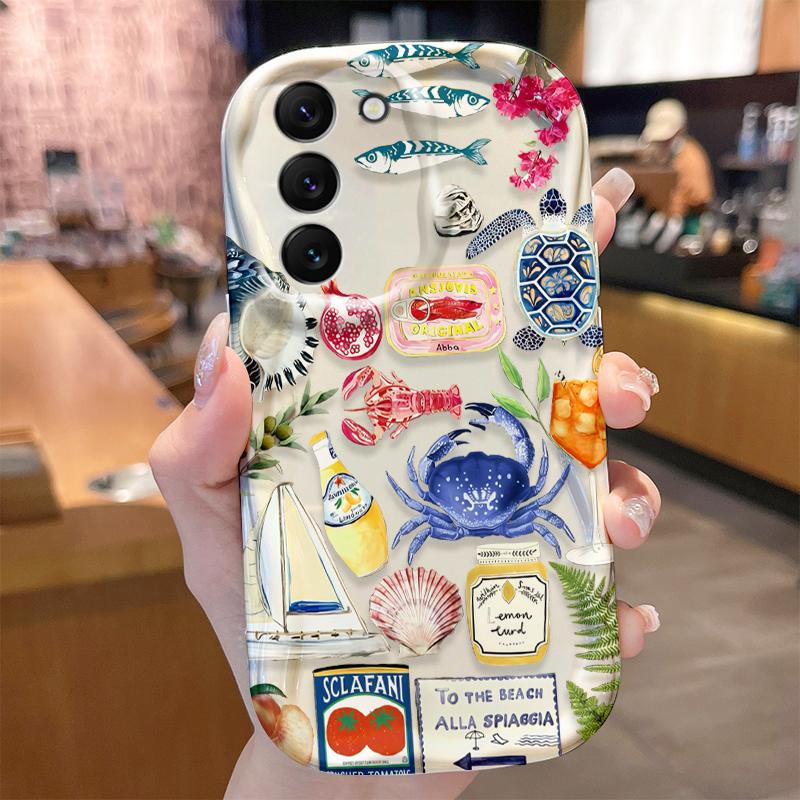 

Lemon Cocktail Case for Samsung Galaxy S25 S24 S23 S22 S21 Ultra Plus S20 FE A73 A72 A71 A56 A55 A54 5G A52 A52S A51 4G Cover Galaxy A71 4G