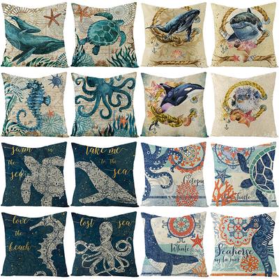 Home Marine Life Polyester Printed Pillow Case Combination Car Pillow Cushion Cover