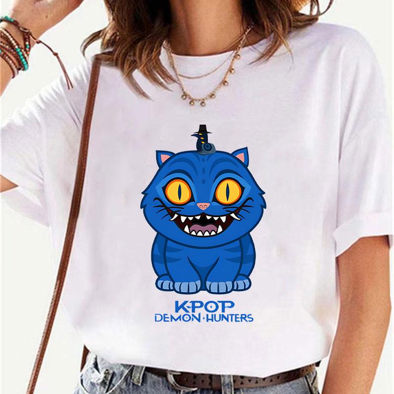 Kpop Demon Hunters Women T-shirt Korean Funny Graphic Y2k Tops Short Sleeve Tees Streetwear Female Harajuku Aesthetic Clothing