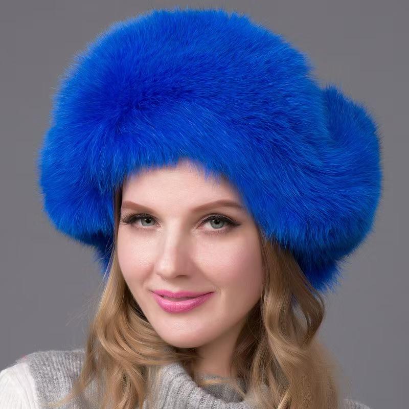 Winter Warm Multicolored Real Fox Fur Grass Lei Feng Hat Optional Ear Protection for Men Women for Daily Outdoor Casual Fishing adjustable