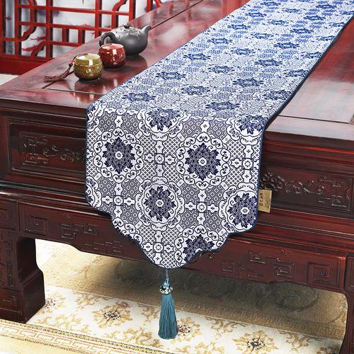 Chinese Style Table Flag Cloud Brocade Satin Table Flag Classical Tea Table Table Cloth Strip Cloth Tea Table Tea Mat Bed Flag