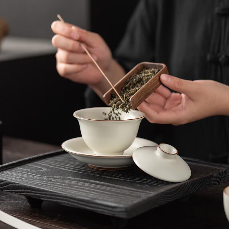 Chaxun Ru Kiln Ceramic Gaiwan Tea Bowl Set