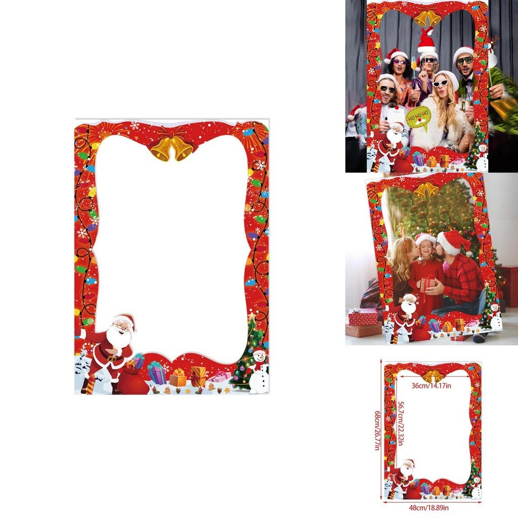 Rekwizyty do fotobudki na przyjęcie bożonarodzeniowe z papierową ramką dla dorosłych i dzieci, świąteczny wystrój