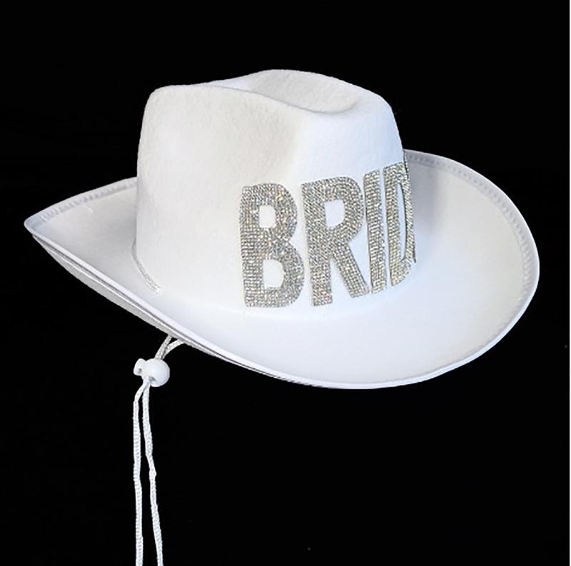 Letter Bride Cowboy Hat for Bridal Wide Brim Cowgirl Hat Wedding Party Props Bachelorette Party Hats for Bride Female