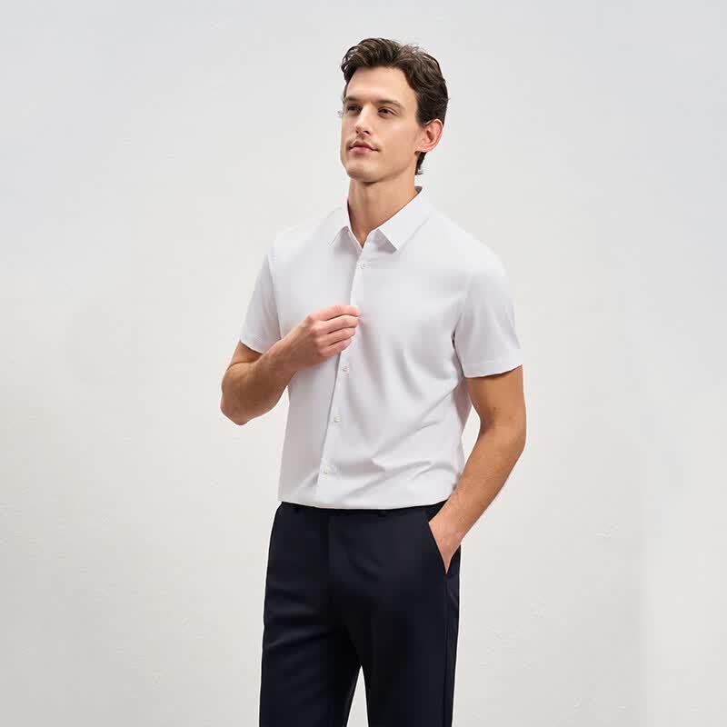 EMZ Men's Versatile Business Casual Short Sleeve Shirt