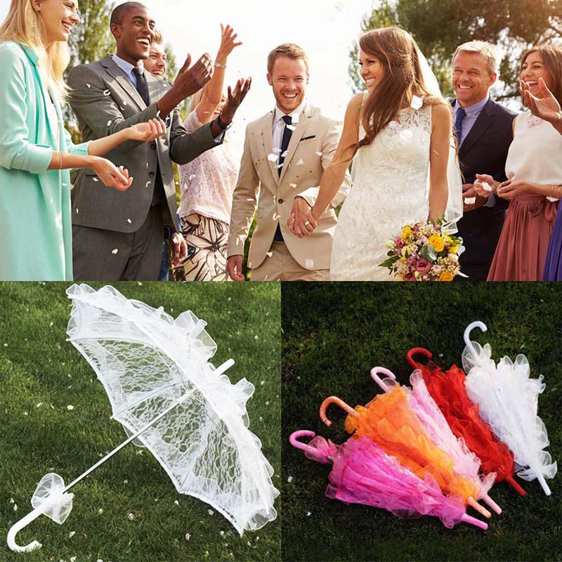 60Cm Women Ladies Cotton Lace Parasol Umbrella Bridal Wedding Party Handmade