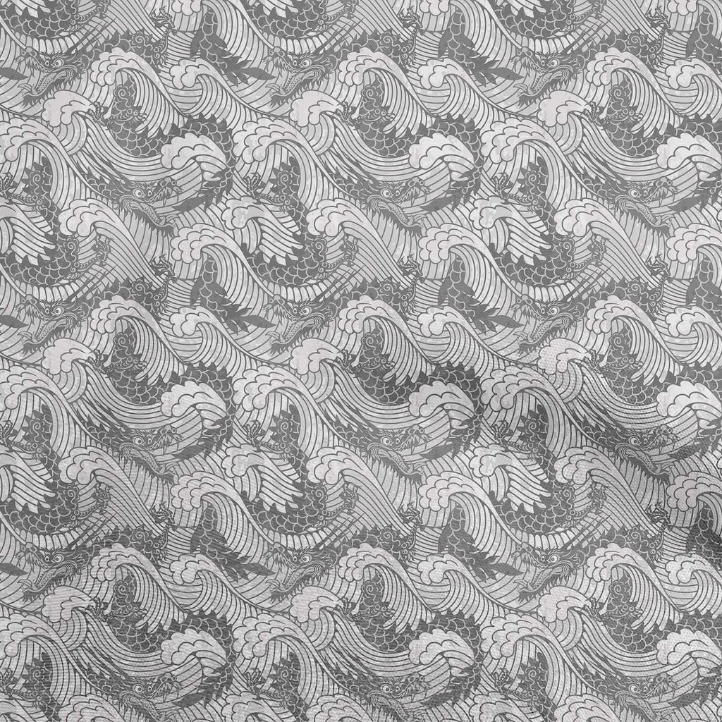 oneOone Cotton Flex Dusty Brown Fabric Asian Japanese Wave Sewing Craft Projects Fabric Prints By Yard 40 Inch