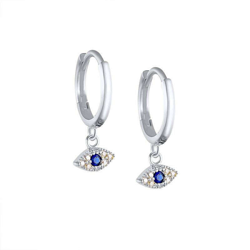 S925 Sterling Silver Devil'S Eye Earrings Best Selling Fashion Retro Blue Eyes Ear Buckles Earrings Trendy Ear Jewelry