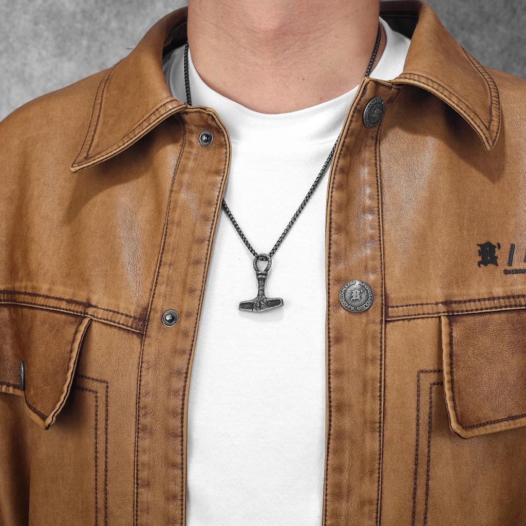 Retro Thor Hammer Texture Men's Necklace and Jewelry Necklace