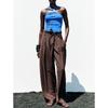 Summer New Product Women's Clothes French Pleated Design with Belt Classic High Waist Wide-Leg Casual Pants 7484073
