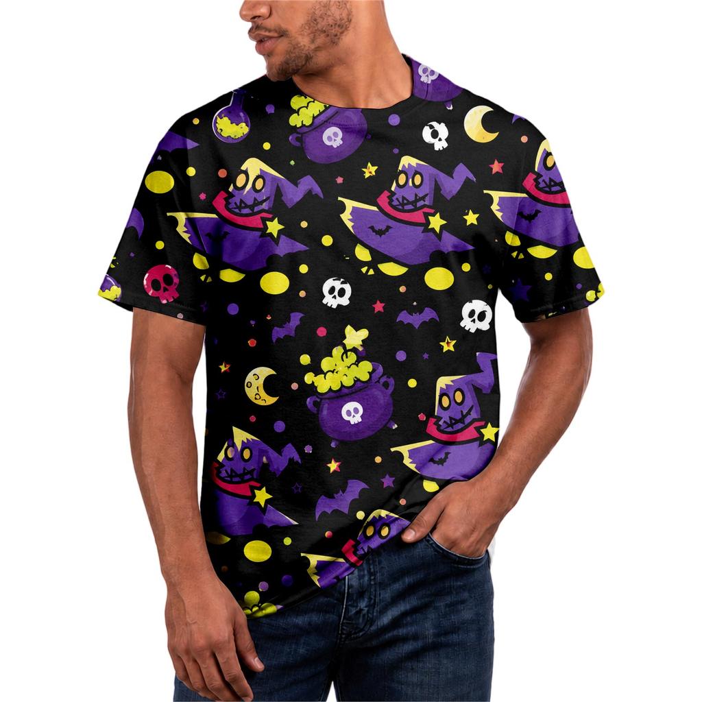 Halloween All Over Print T Shirt , Cute Pumpkin Graphic Tee for Women Men