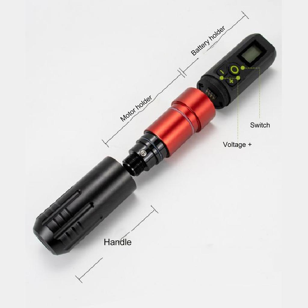 Wireless Rotary Tattoo Pen Timing Function 2000mAh Cartridge Tattoo Battery Machine with Display Screen Black