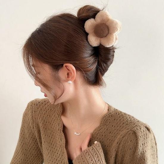Haarkralle Plüsch Blume Form Haarspange Hinterkopf Haarklammer Leichtgewicht Damen Haarstyling-Werkzeug Haaraccessoires