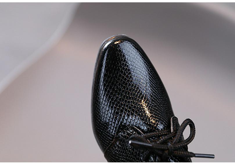 Boys' British Style Leather Lace-up Shoes - Spring/Autumn 2023, Black Performance for Students