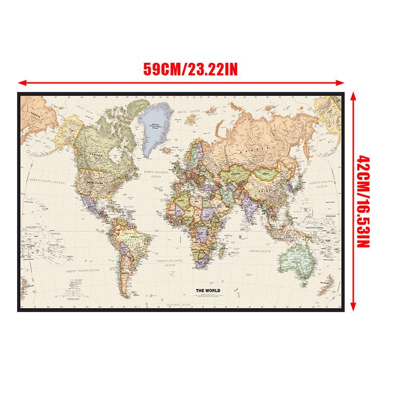 1 stücke Weltkarte Wand Poster Klar Gedruckt Leinwand Malerei Dekorative Hängen Bild Büro Hause Schulbedarf Ohne Rahmen
