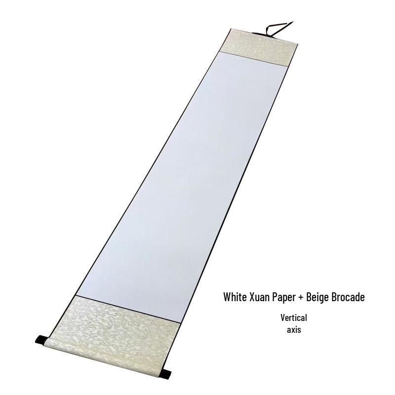Personalized Handwritten Calligraphy Scroll: Love Letter, Graduation or Birthday Message on Half-ripe Xuan Paper with Silk Mounting Inner 30x67 cm Overall 30x80 cm