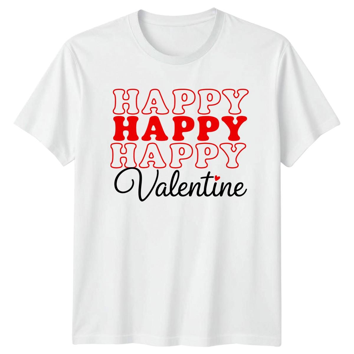 Happy Happy Happy Valentine T-Shirt Retro Typography Valentines Day XXXXL
