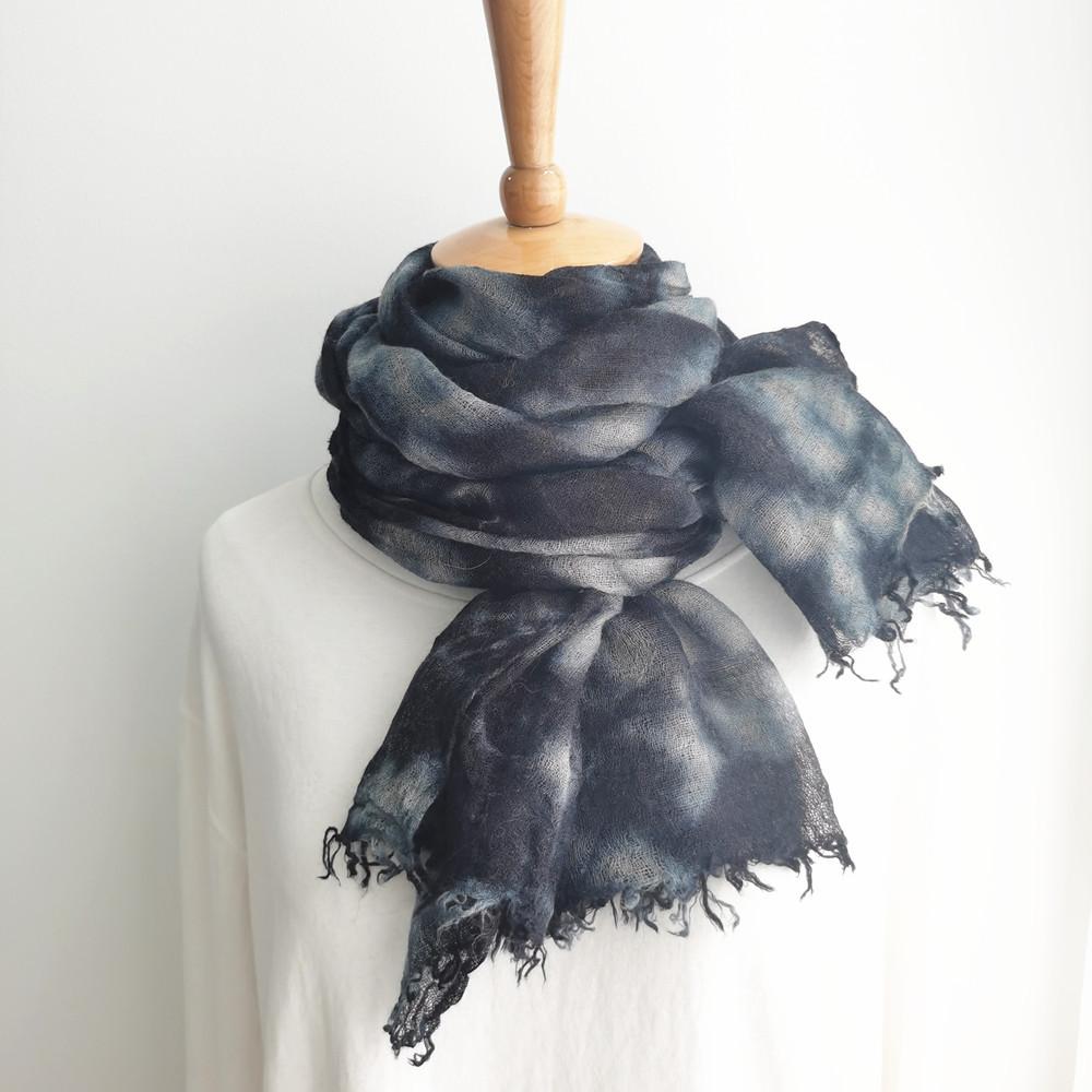 Handmade tie dyed wool scarf  retro artistic thin acrylic scarf sun protection and sunshade shawls 100*200cm