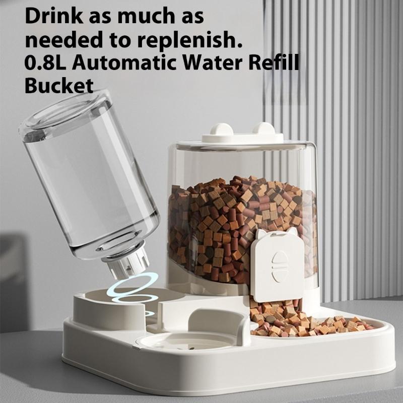 Cats Dog Feeding Station Leak Proof Water Fountains System Detachable Dish Anti Slip Base Design