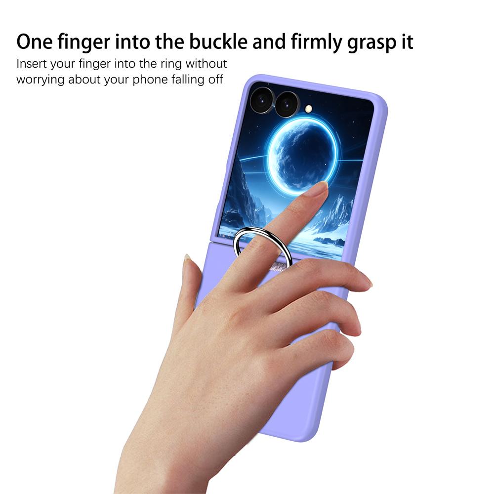 Hard PC Phone Case With Metal Ring Holder For Samsung Galaxy Z Flip 8 7 6 5 4 3 Flip7 FE Flip8 5G Shockproof Protective Cover