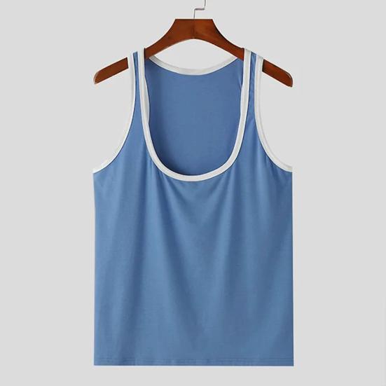 Herre Sportsvest Dyp U-formet krage Brede stropper Ermeløse tanktopper Lappverk Farge Løs passform Casual Allsidig vest