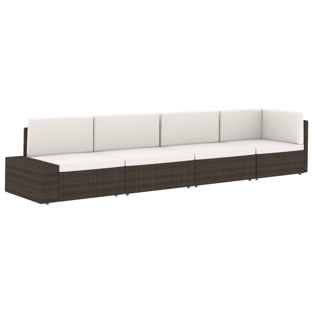 Modular 2 Seater Sofa Poly Rattan Brown
