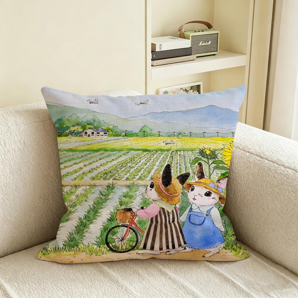 L-Longlegsart Cushion Cover Natural Linen Pillowcase Set, All-In-One Decor For Sofa, Bedroom & Chair