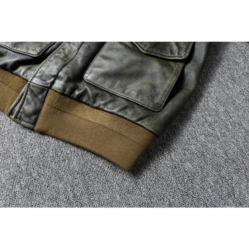 Jachete de zbor din piele, militară clasică A2, mărime chinezească, jachetă din piele de vacă veche, spălată cu piatră, pentru bărbați, haină pentru bărbați din piele moale