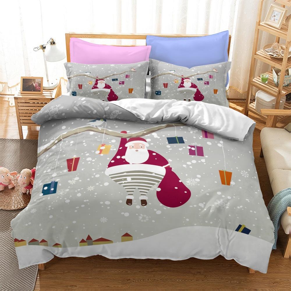 Christmas Series Bedding Three-Piece Home Textile Kit Digital Printing Production