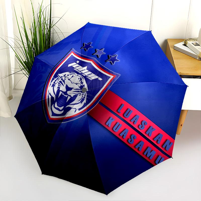 Johor Darul Ta'zim FC  Pattern, Automatic Folding Umbrella, Portable and Foldable Design, 8 Ribs, a Christmas or Birthday Gift.